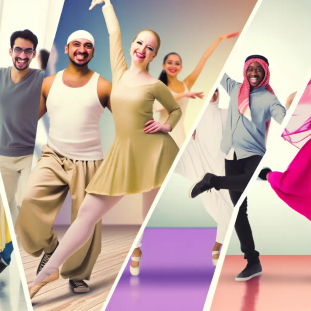 Dansers in een heldere studio die samen bewegen