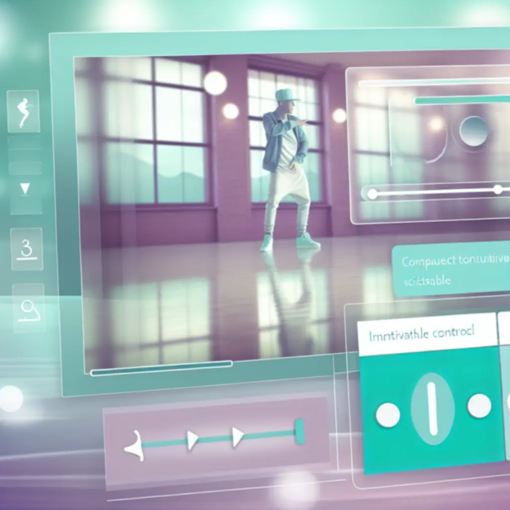 Voorbeeld van de lesinterface met video en tempo-regelaar