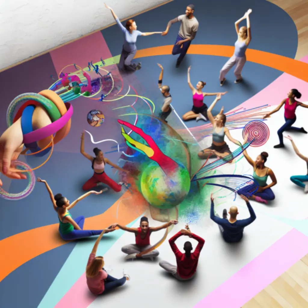 Groep dansers die lachen en elkaar aanmoedigen